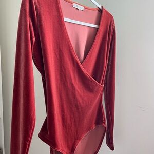 Madewell Red Velvet Bodysuit